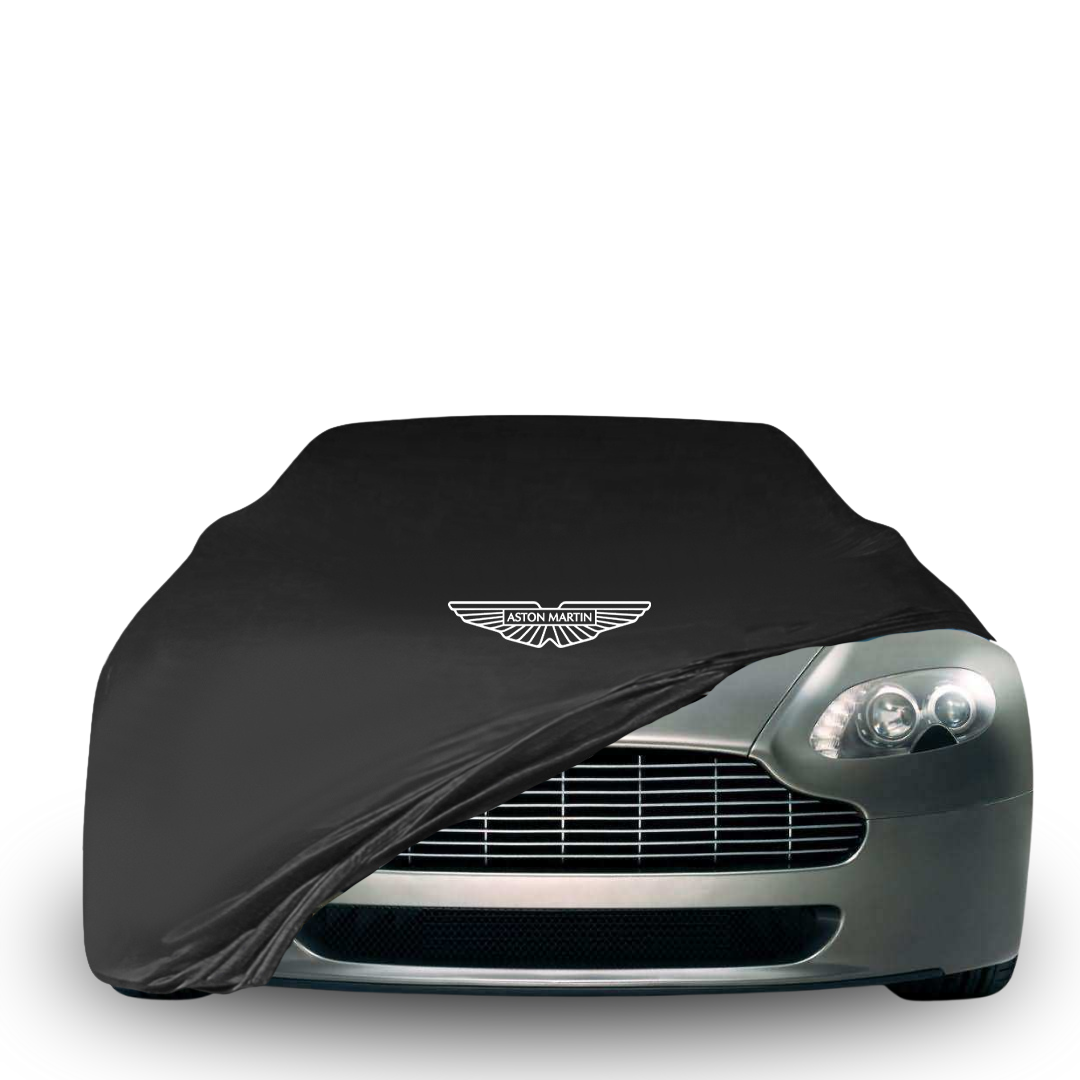 Indoor car cover for Aston Martin V8 and V12 Vantage (2005–2017), tailored with logo


