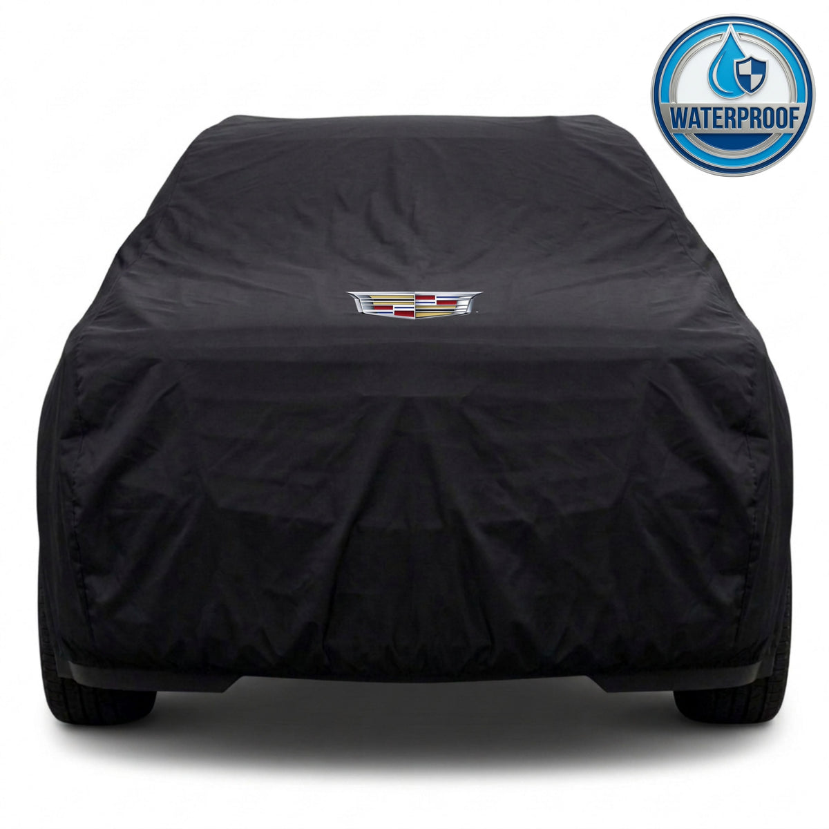 Cadillac outdoor car cover in black with custom logo – waterproof and lightweight