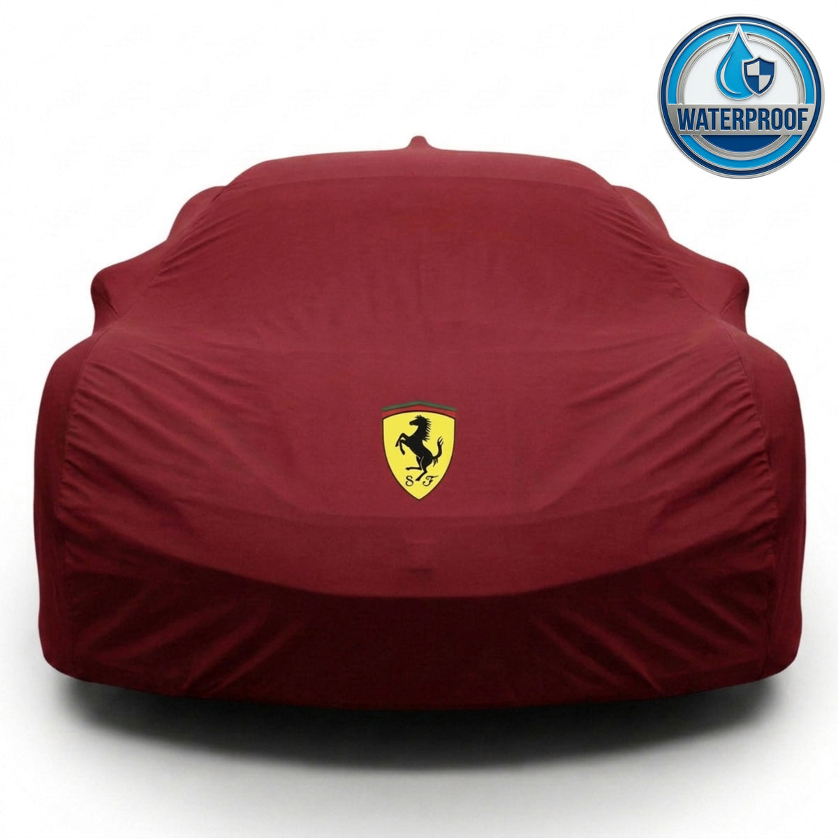 Ferrari outdoor car cover in red with custom logo – waterproof and lightweight