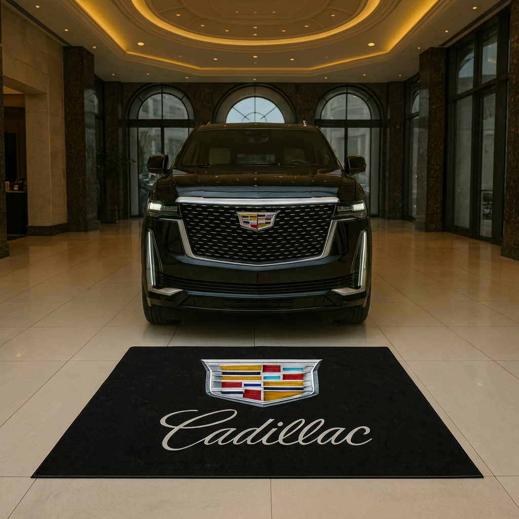 Cadillac Crest Luxury Garage Floor Mat - 5x7 ft (60x87") Premium Non-Slip Showroom Rug / Wall Decor