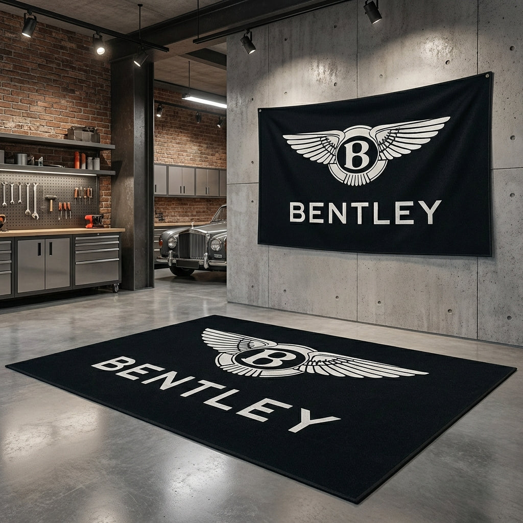 Bentley Motors Luxury Garage Floor Mat - 5x7 ft (60x87") Elite Non-Slip Showroom Rug / Wall Decor