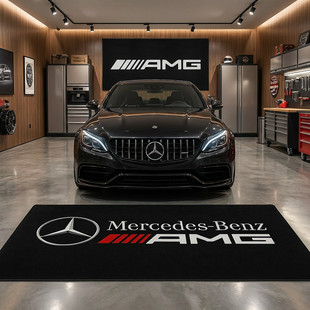 Mercedes-AMG Performance Garage Floor Mat - 5x7 ft (60x87") Premium Non-Slip Area Rug / Wall Decor