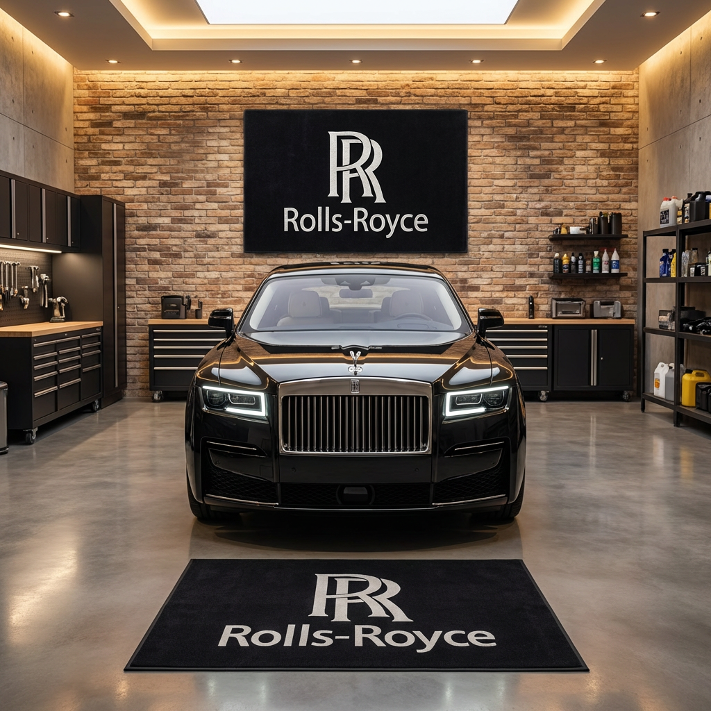 Rolls-Royce Motor Cars Luxury Garage Floor Mat - 5x7 ft (60x87") Elite Non-Slip Showroom Rug / Wall Decor