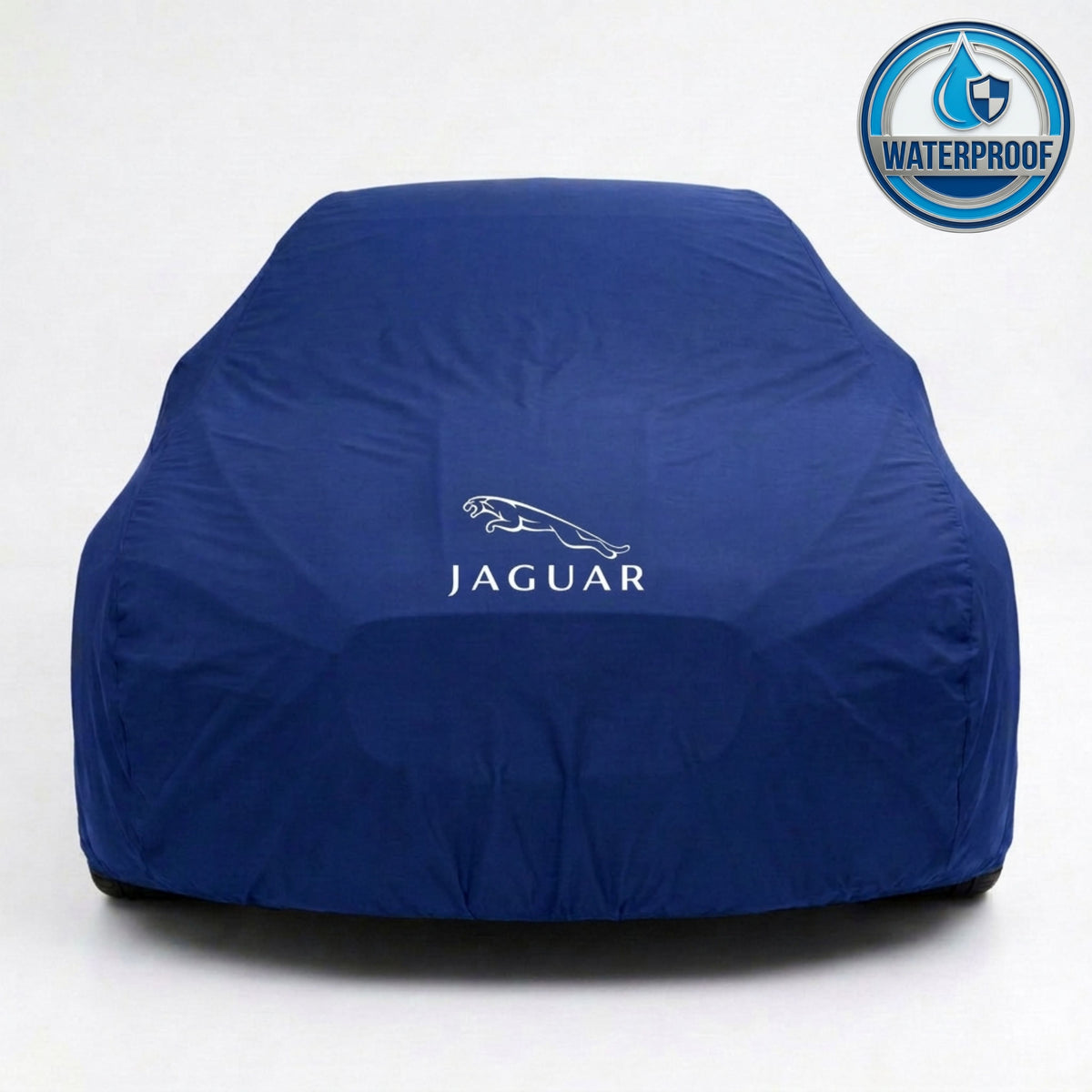 Jaguar outdoor car cover in blue with custom logo – waterproof and lightweight