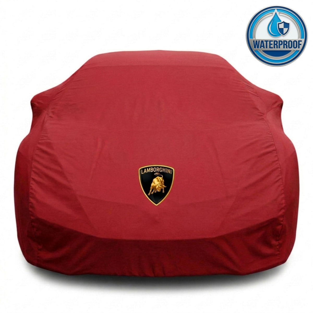 Lamborghini outdoor car cover in red with custom logo – waterproof and lightweight