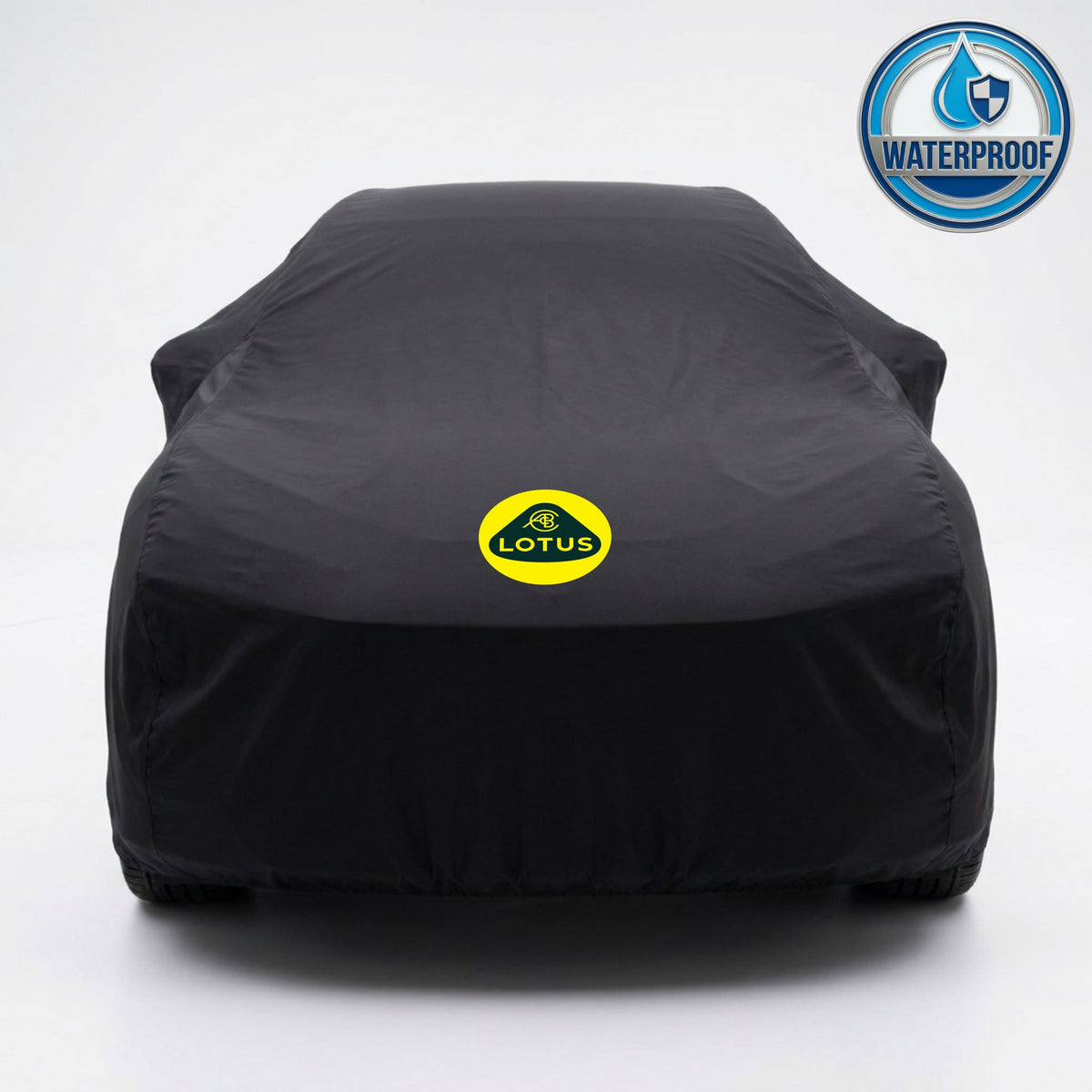 Lotus outdoor car cover in black with custom logo – waterproof and lightweight