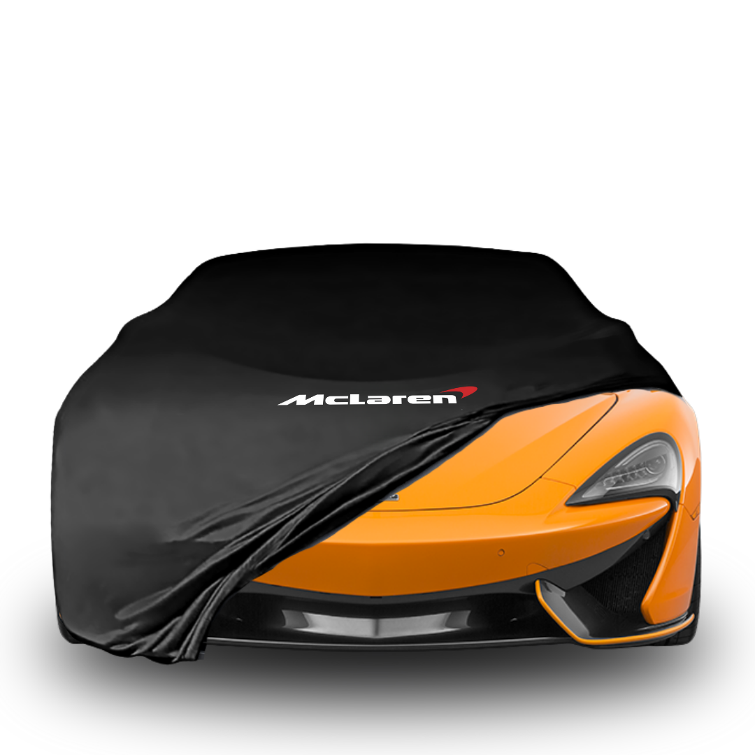 Indoor car cover for McLaren 570S Coupe (2015–2021) with McLaren logo

