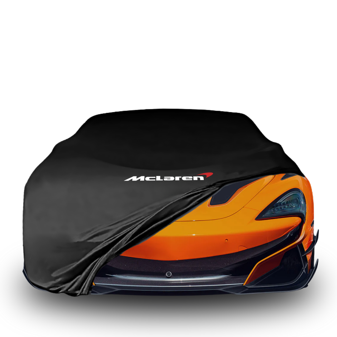 Indoor car cover for McLaren 600LT Coupe (2018–2021) with McLaren logo

