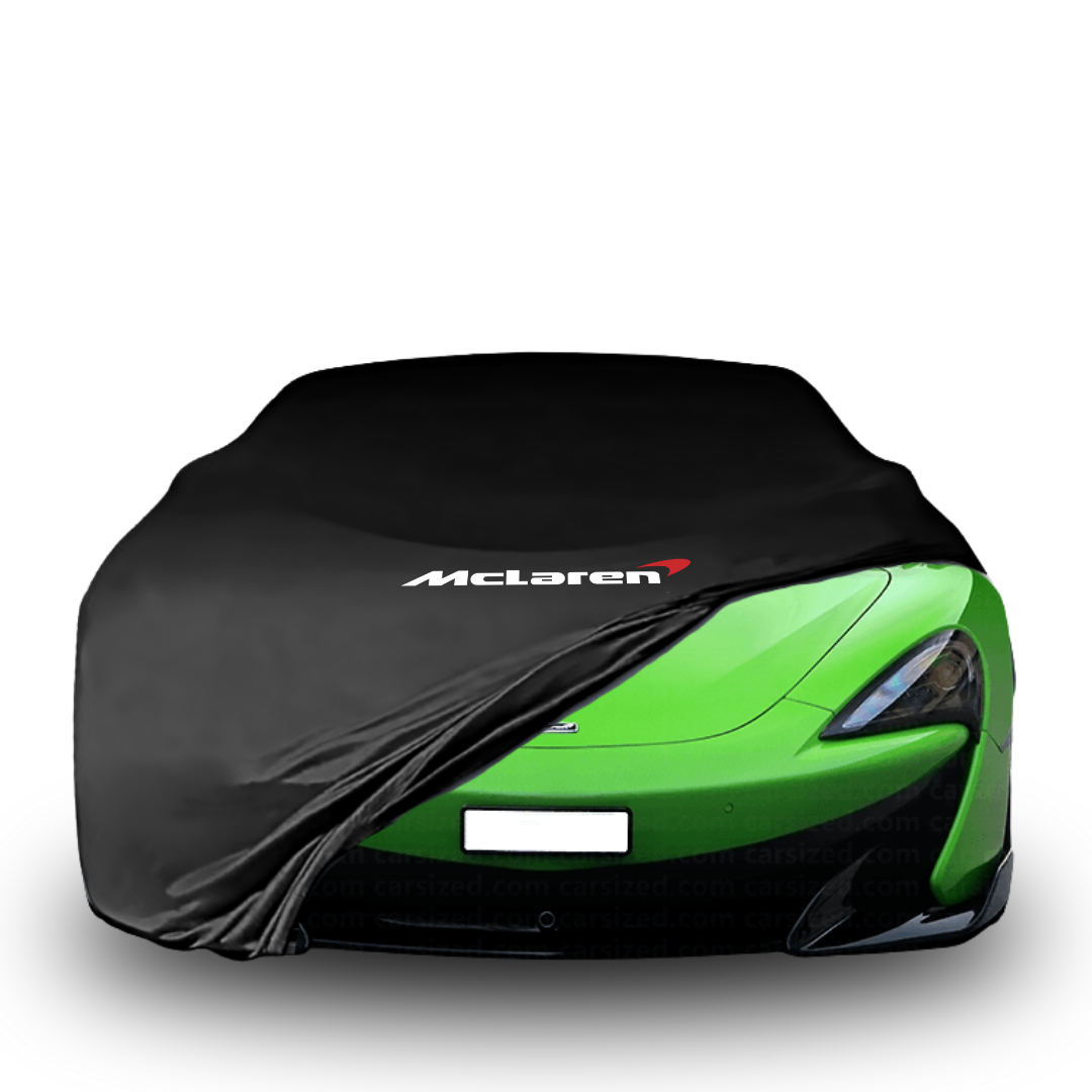 Indoor car cover for McLaren 600LT Spider (2019–2021) with McLaren logo

