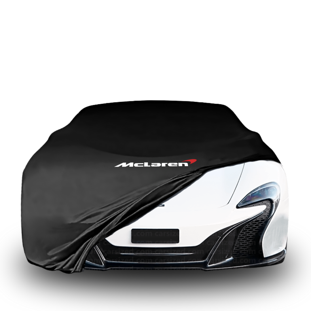 Indoor car cover for McLaren 650S Coupe (2014–2017) with McLaren logo


