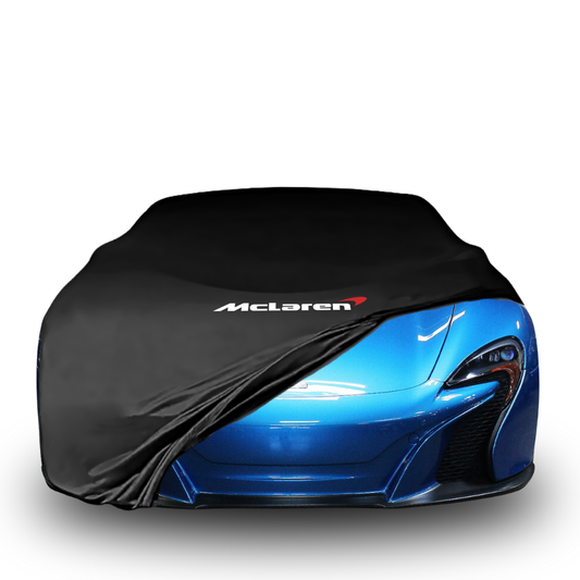 Indoor car cover for McLaren 650S Spider (2014–2017) with McLaren logo

