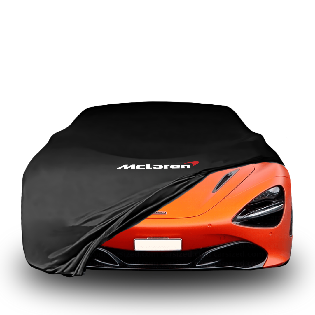 Indoor car cover for McLaren 720S Coupe (2017–2023) with McLaren logo

