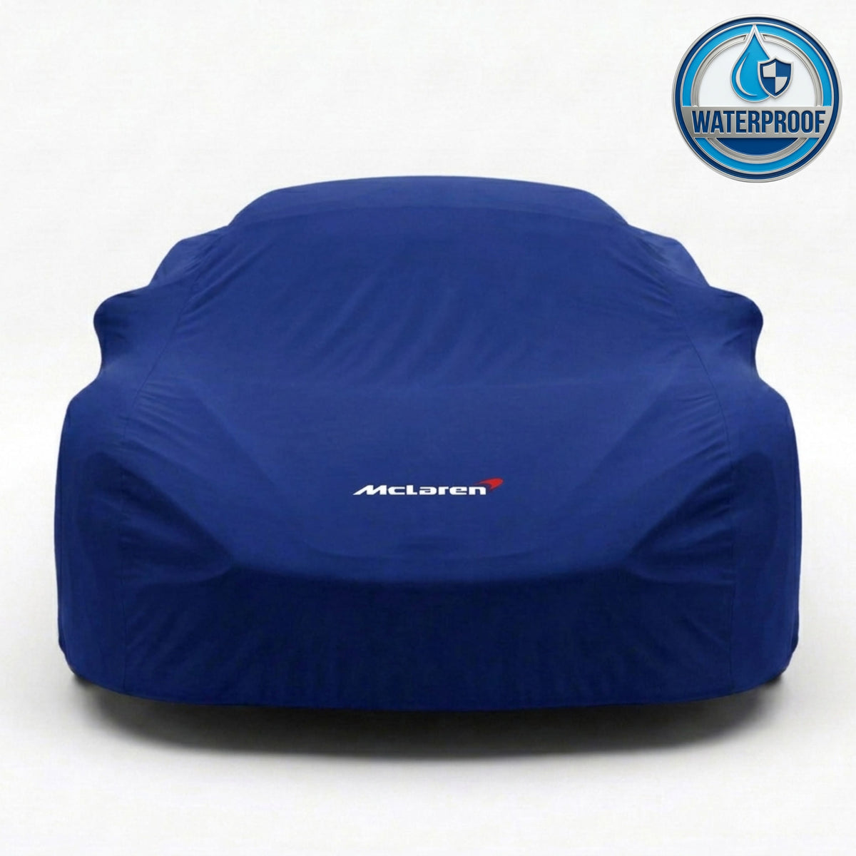 McLaren outdoor car cover in blue with custom logo – waterproof and lightweight