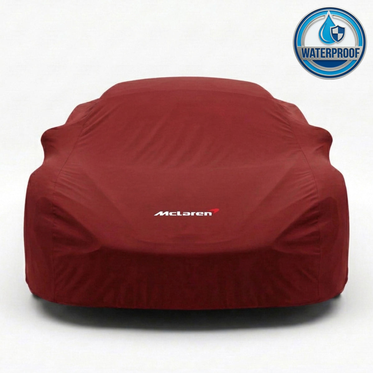 McLaren outdoor car cover in red with custom logo – waterproof and lightweight