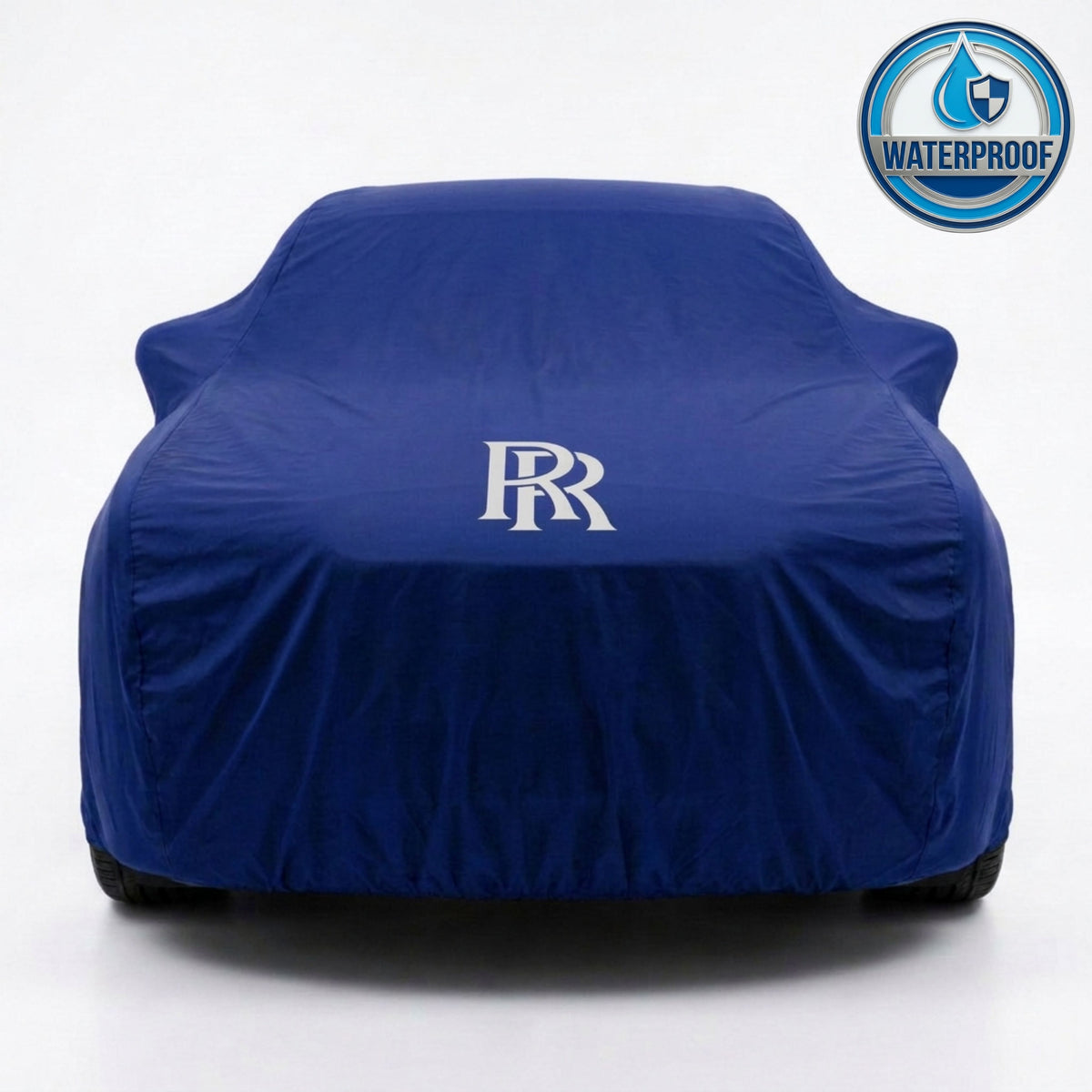 Rolls-Royce outdoor car cover in blue with custom logo – waterproof and lightweight