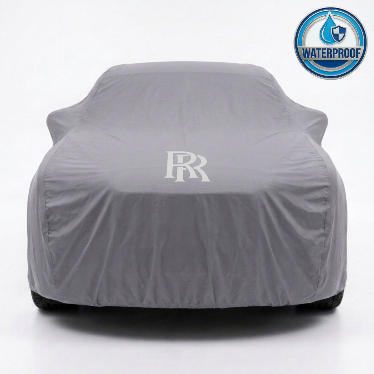 Rolls-Royce outdoor car cover in gray with custom logo – waterproof and lightweight