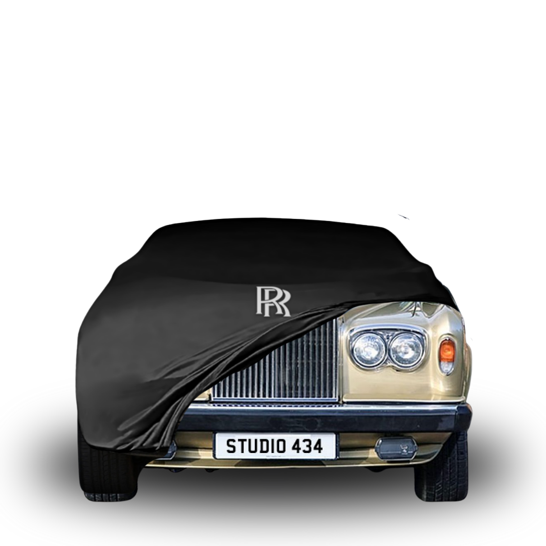 Indoor car cover for Rolls-Royce Silver Shadow II (1977–1980) with logo and tailored fit

