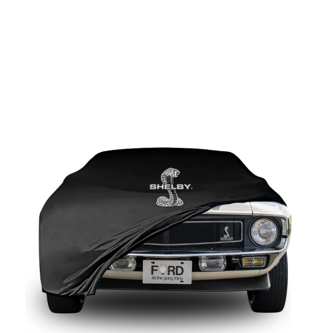 Indoor car cover for classic Shelby GT500 (1967–1970) with Shelby logo
