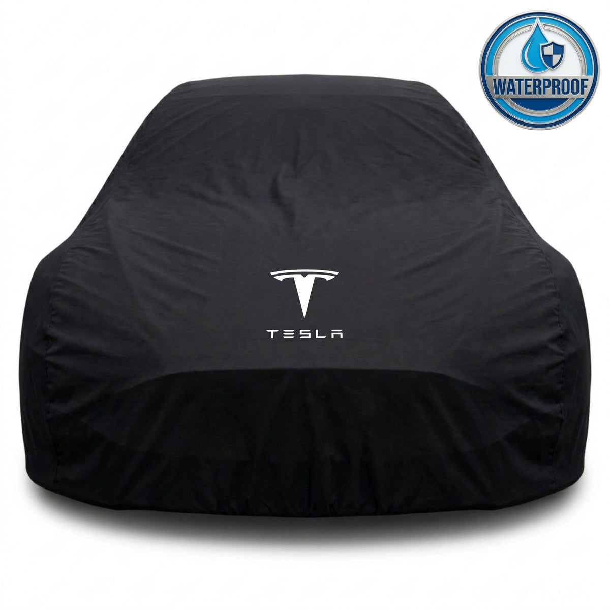 Tesla outdoor car cover in black with custom logo – waterproof and lightweight